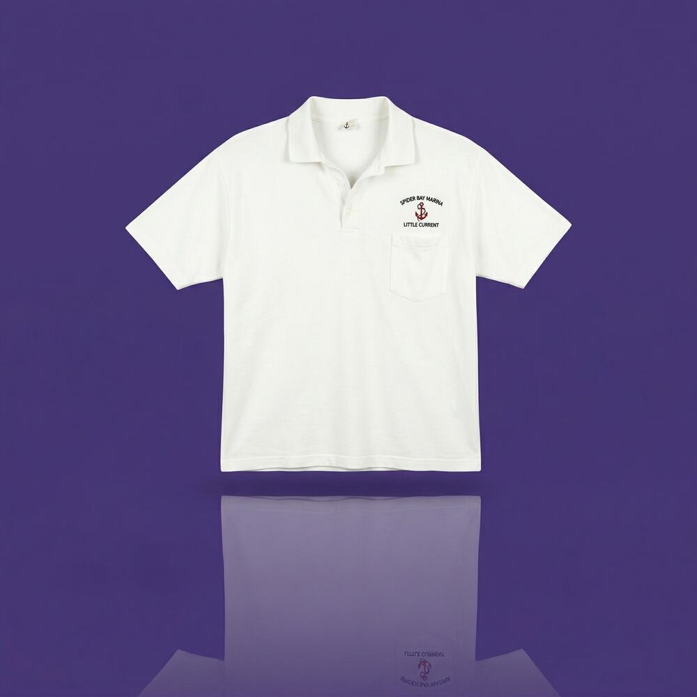 Vintage 90s Spider Bay Marina Little Current Polo Shirt, White Single Stitch, XL - Picture 13 of 13